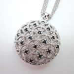 Sapphire Sterling Silver Puffed Circle with Multi-chain